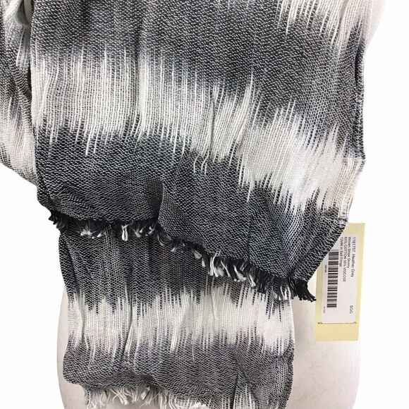 Collection 18 Women’s Heather Grey White Woven Stripe Rectangle Scarf 12x96 - Picture 11 of 16